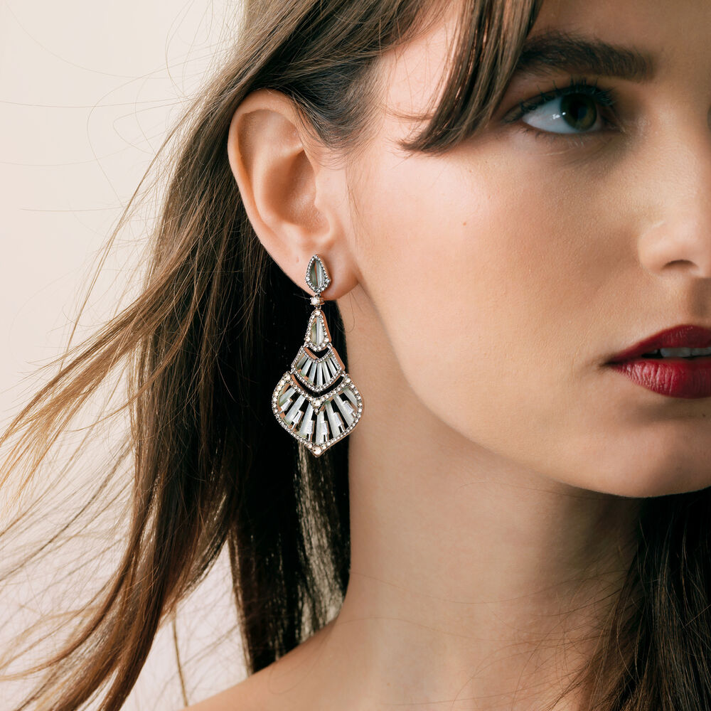 Flamenco 18ct White Gold 3.84 Diamond Jade Earrings | Annoushka jewelley